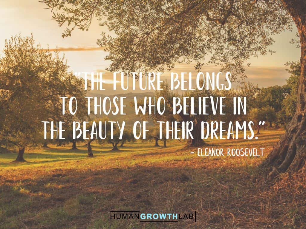 An Eleanor Roosevelt quote on Should You Follow Your Dreams - "The future belongs  to those who believe in  the beauty of their dreams."