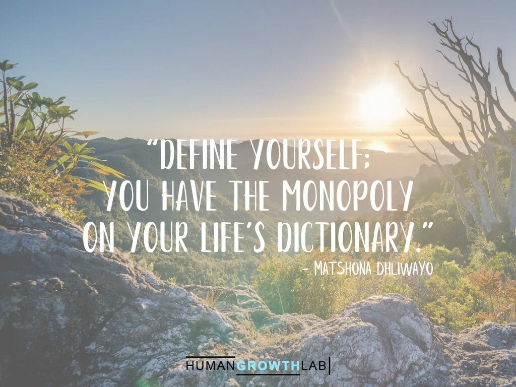 Matshona Dhliwayo quote on defining yourself - “Define yourself;  you have the monopoly  on your life’s dictionary.”