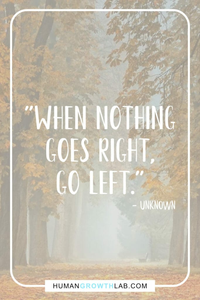 "When nothing goes right, go left" quote by unknown
