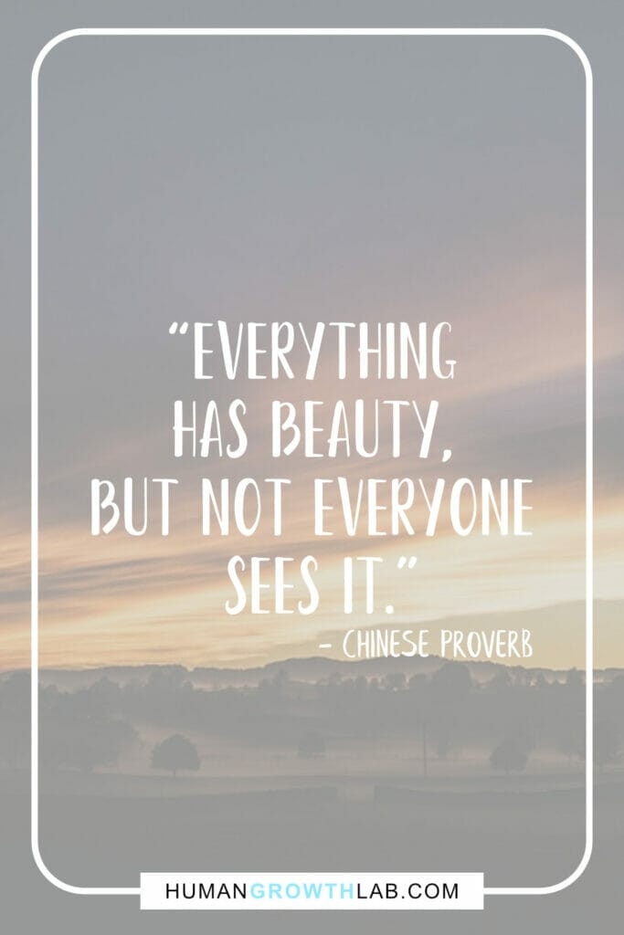 Chinese proverb on success - “Everything has beauty, but not everyone sees it.”