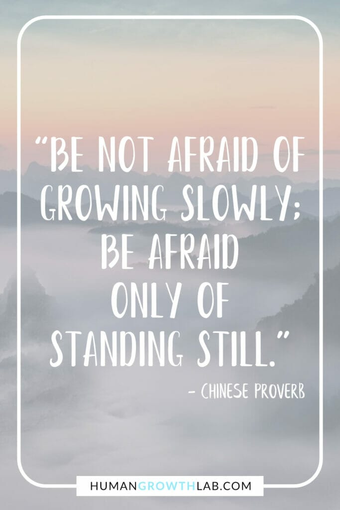 Chinese proverb on success - “Be not afraid of growing slowly; be afraid only of standing still.”