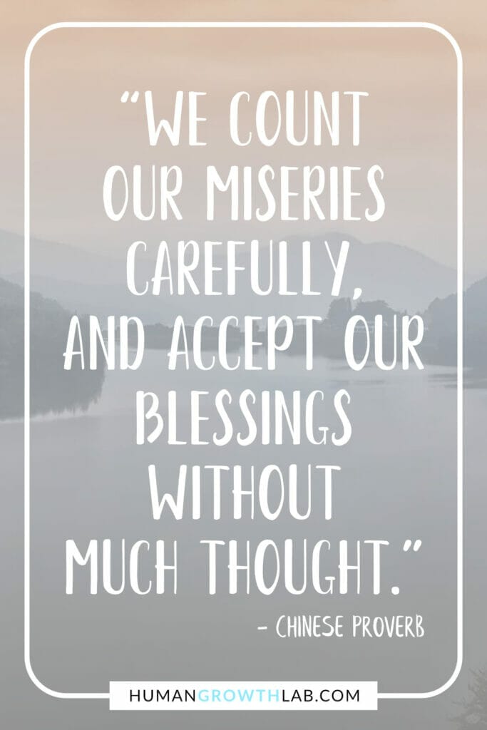Chinese saying about success 17 - “We count our miseries carefully, and accept our blessings without much thought.”