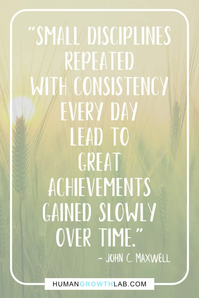 John C Maxwell quote about self discipline - “Small disciplines  repeated  with consistency  every day  lead to  great  achievements  gained slowly  over time.”