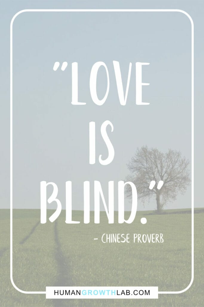 Chinese proverb about love - "Love is blind."